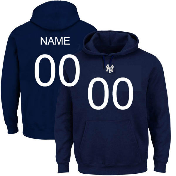 Customized New York Yankees Navy Big Tall Name and Number Hoodie